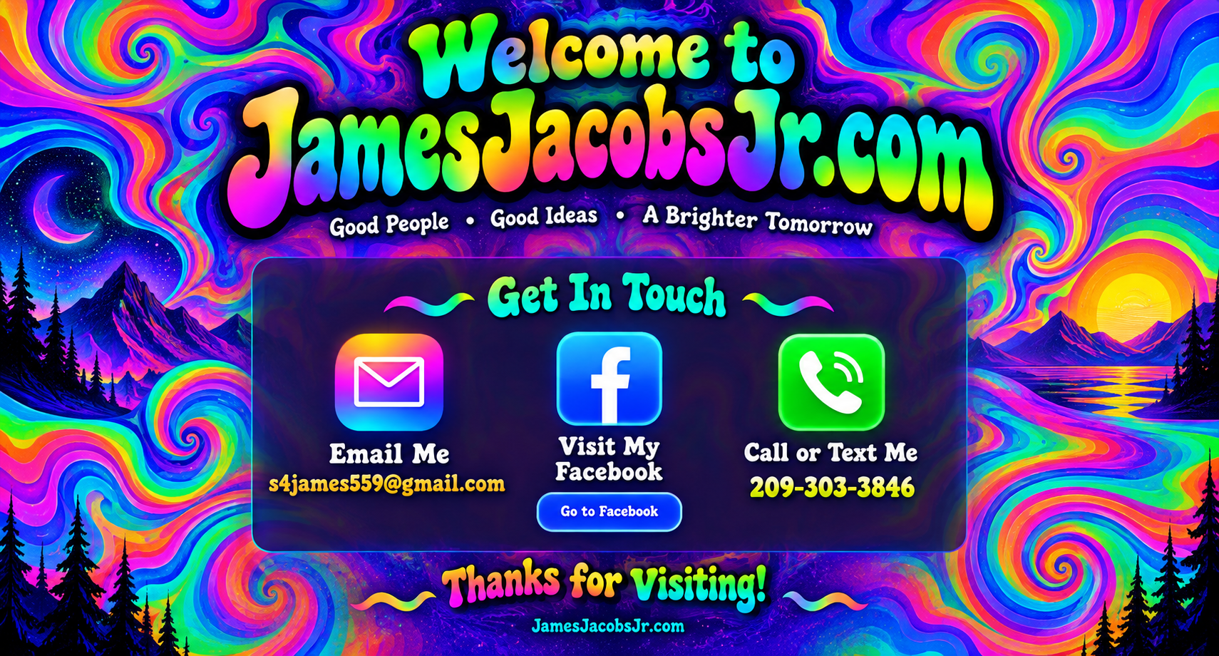 JamesJacobsJr.com — email, Facebook, and call or text contact information